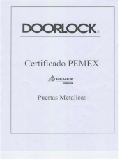 Certificado Puertas Metalicas PEMEX Marca Doorlock
